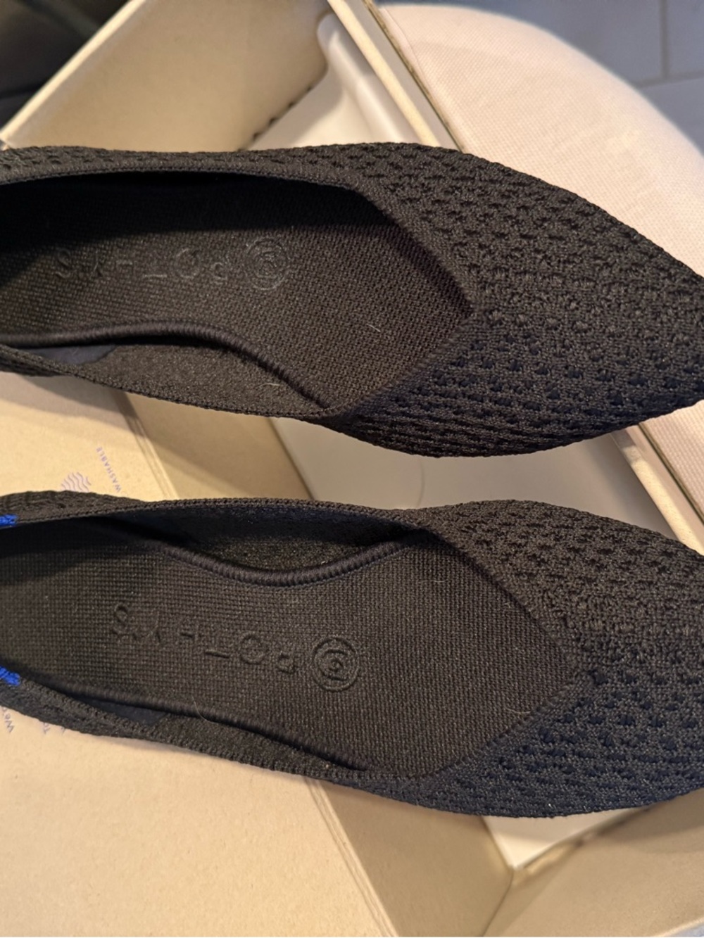 Rothy's Black Knit Pointed-Toe Flats